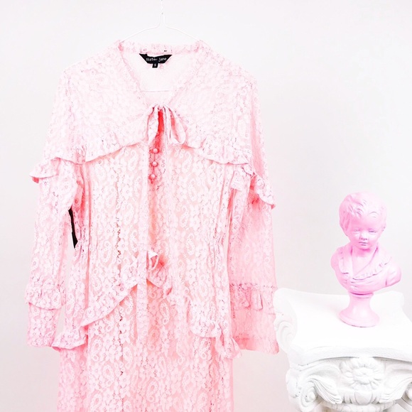 💖 SOLD 💖 BNWOT Sister Jane Pink Lace Midi Dress - Picture 4 of 4